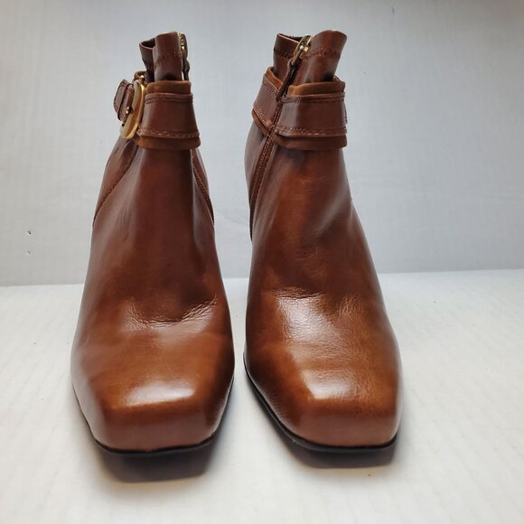 Franco Sarto Women's‎ 43855250 Tan Leather Square Toe Buckle Ankle Bootie Sz 6M - Picture 2 of 9